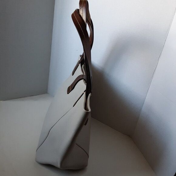 Dooney & Bourke Derby East/West Putty Leather Tote Bag Stone Gray Brown - Picture 13 of 14